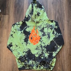 Good Mythical Morning Logo Hoodie, Unisex Size Medium, Tie-dye Green/Black